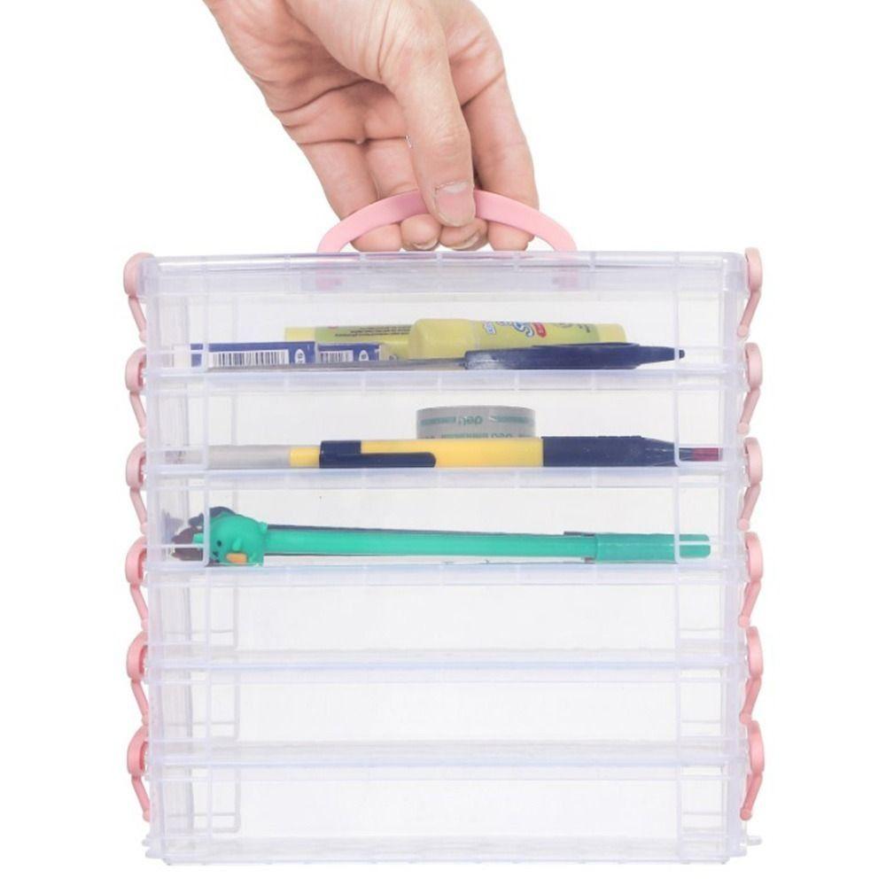 Stackable Portable Pencil Case Detachable Marker Pen Box Watercolor Pen Case  School Supplies