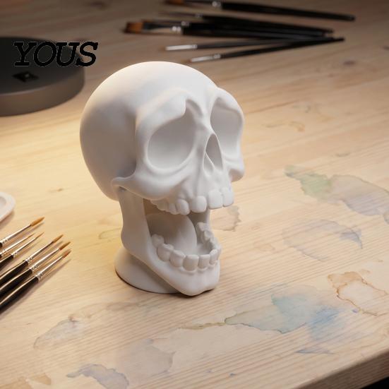 Готический Декор для Рабочего Стола 3D Печатный Череп с Открытым Ртом Держатель для Наушников, Органайзер-Скелет для Мужчин, Орнамент для Игровой Комнаты, Раскрашиваемый DIY