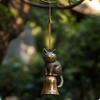 Bronze Lucky Cat Wind Chime Pendant Metal Wind Bell Tassels Figurines Japanese Feng Shui Home Decorations Gift