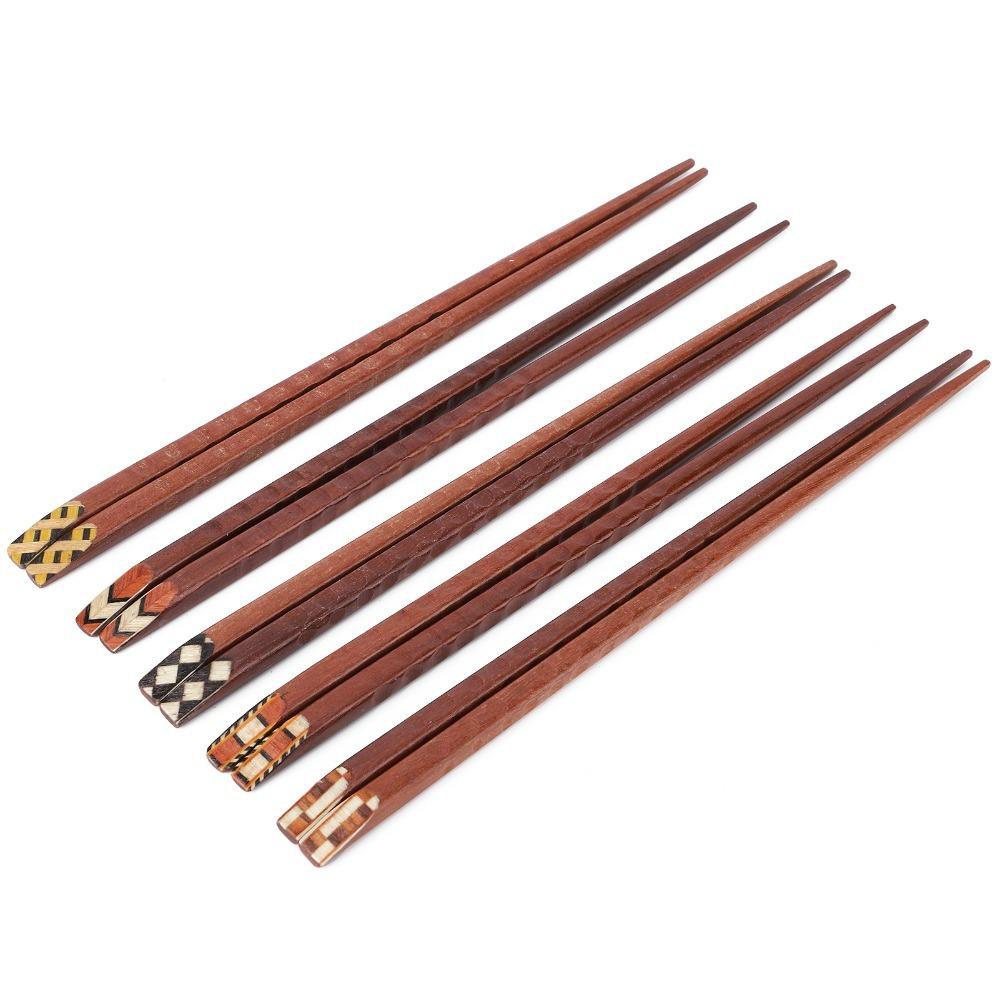 5Pairs Solid Wood Dining Chopsticks Practical Eating Chopsticks Lightweight Wood Tableware Meal Use