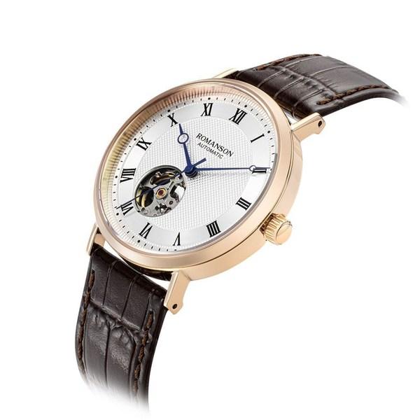 Romanson Часы Kairos Classic Open Heart коричневые кожаные RWTLRM1B2400RGSI2 + подарочный пакет