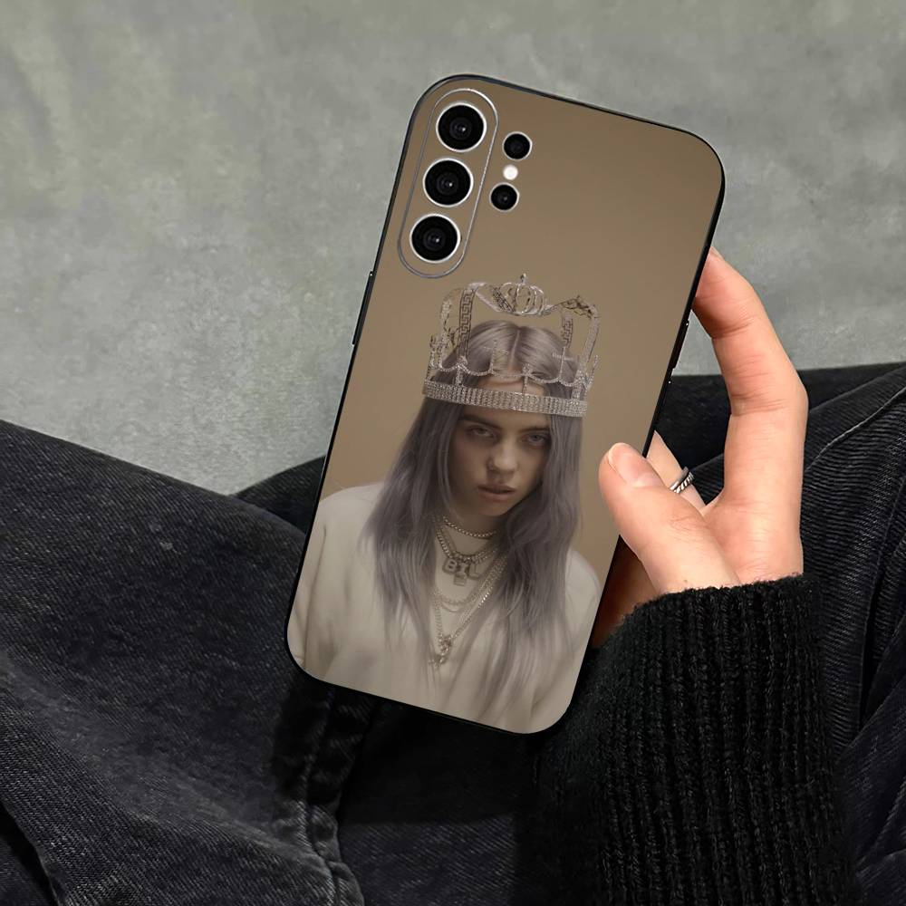 Чехол для телефона Singer B-Billie Eilish для Samsung S25, S24, S21, S22, S23, S30, Ultra, S20, Plus, Fe, Note, 10, 9, 5G Черный