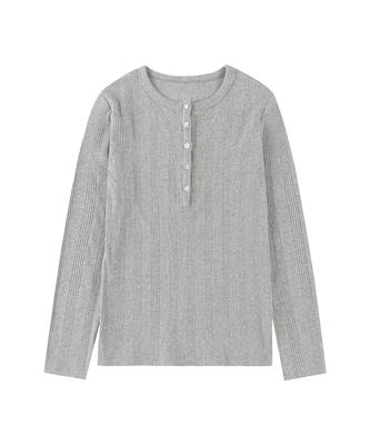 Siyajyu Sitp5245 Многоребристая футболка-henley_Серый меланж