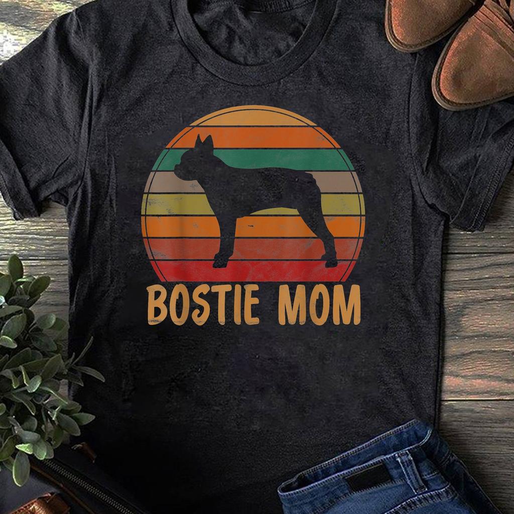 Retro Boston Terrier Mom Dog Mother Pet Bostie Mama T-Shirt - Gift for Dog Lovers - Funny Dog - Boston Terrier Lovers - Mother's Day