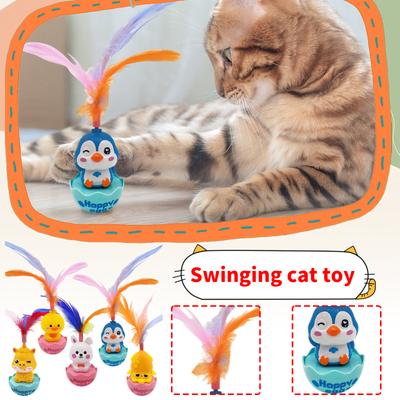 Интерактивная игрушка-качалка с перьями — забавная игрушка для кошек, способствующая веселой игре с питомцем и снятию стресса.