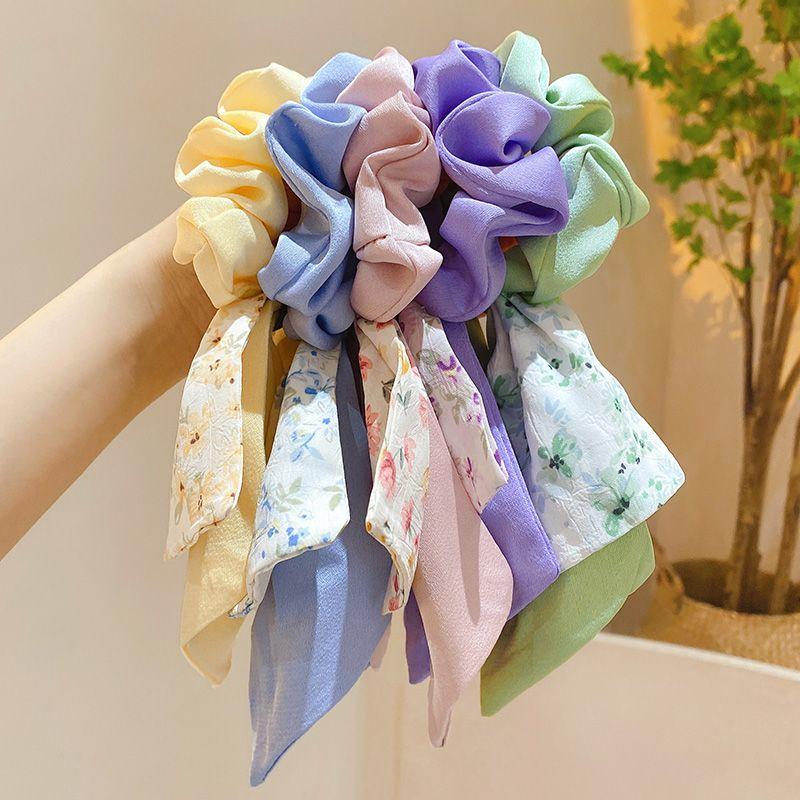 Broken Flower Bowknot Large Intestine Hair Ring Female Tie Hair Headstring Hair Band Small Scarf Ribbon Headwear