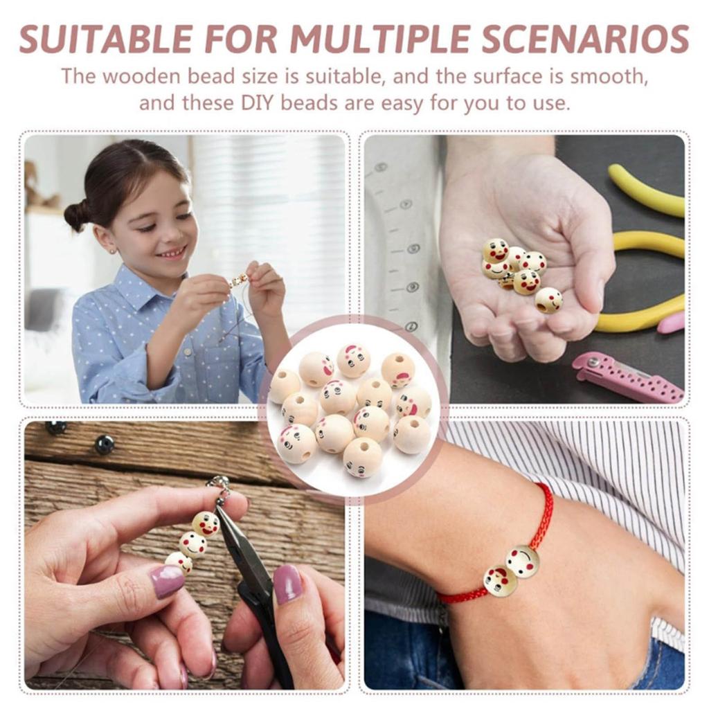 Ассорти Бусины из Натурального Дерева Улыбающееся Лицо Кукольная Голова Свободные Бусины Шарм Разделители для DIY Изготовления Ювелирных Изделий Аксессуары Ручной Работы