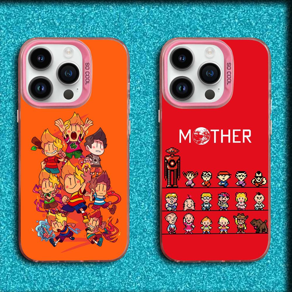 Чехол для телефона Game E-EarthBound Mother 4 Для iPhone 16,15,14,13,12,11,Mini,Pro,MAX Розовый Матовый Силиконовый Чехол