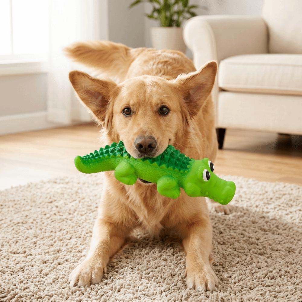 Alligator Outline Latex Puppy Chew Toy Interactive Dog Training Toy Puppy Teething Period