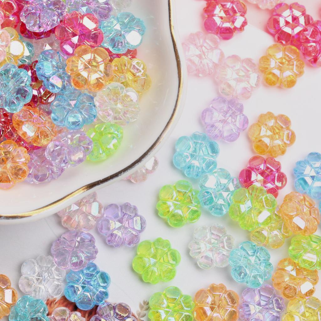 Браслет Сливовое Ожерелье AB Прозрачные Бусины-Цветки 10мм 250шт Разноцветные для DIY Изготовления Ювелирных Изделий Россыпные Бусины Случайная Смесь Акриловые бусины