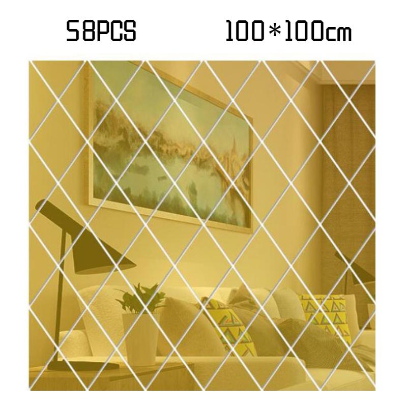 Factory Wholesale Cross-border Diamond Combination Living Room Tv Sofa Background Wall Acrylic Mirror Decorative Wall Sticker