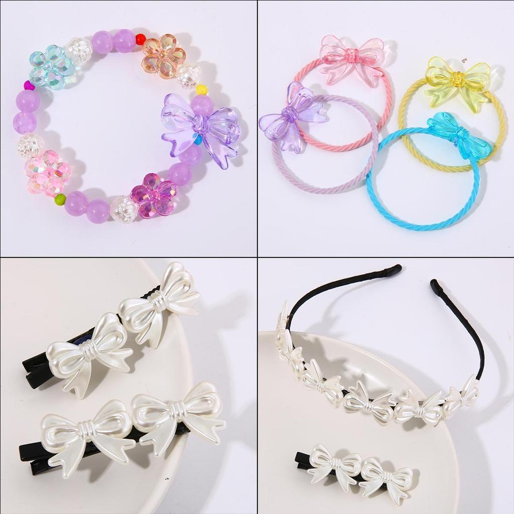 4Pcs Plastic Acrylic Shiny Color Butterfly Bowknot Bows Beads Charm for Necklace Bracelet Earring Hair Ornaments Making DIY Jewelry Accessories