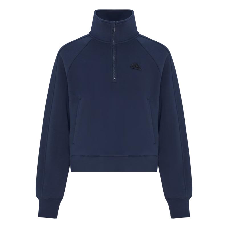 adidas Женский oversized пуловер с полумолнией и флисовой подкладкой