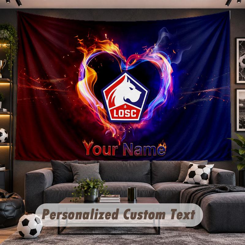 Wall Hanging Tapestry Custom NameLOSC Lille FC Pattern Personalized Printed Fabric Wall Decor