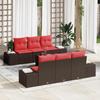 Garden Sofa Set 8 pcs Beige and Red Poly Rattan