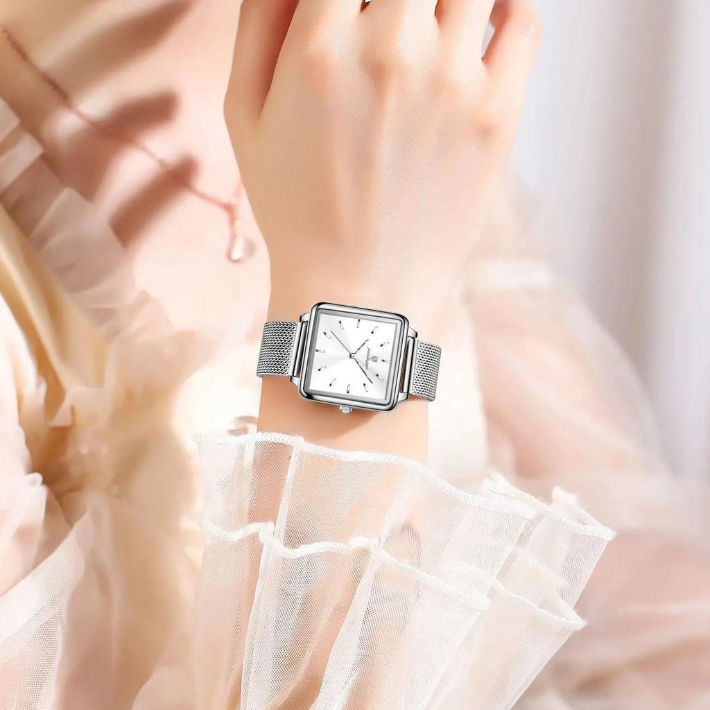 POEDAGAR Top Exquisite Ladies Clock Waterproof Stainless Steel Woman Wristwatch Square Quartz Elegant Women's Watches Reloj Gift