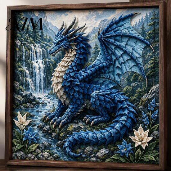 Fantasy Dragon Craft Set Fabric Poke Art Kit, Mythic DIY 3D Theme Home Decor Project, No-Sew Crafting Kit for Adults, Handmade