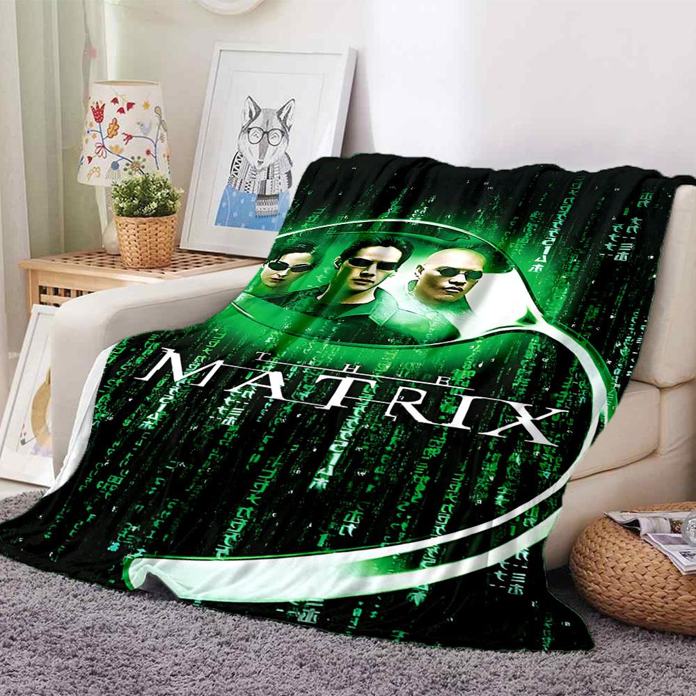 1pc The Matrix Flannel Throw Blanket - HD Printed Lightweight Soft Warm All-Season Blanket for Sofa, Bed, Travel, Camping012
