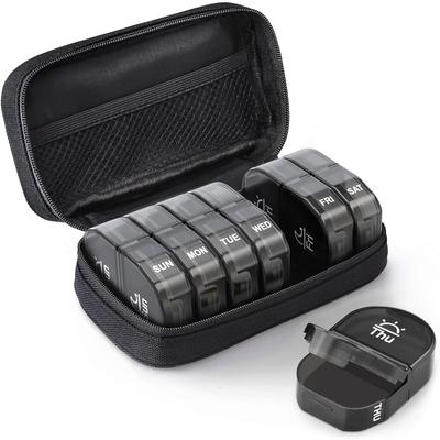 1 комплект холщовой сумки, дорожный органайзер для таблеток, 2 раза в день, большая коробка для таблеток на утро/после полудня, 7-дневный футляр для таблеток с портативной тканевой сумкой на молнии