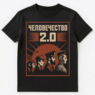 Человечество 20 Советский Пропагандистский Стиль Научная Фантастика Смешная Русская Унисекс Футболка