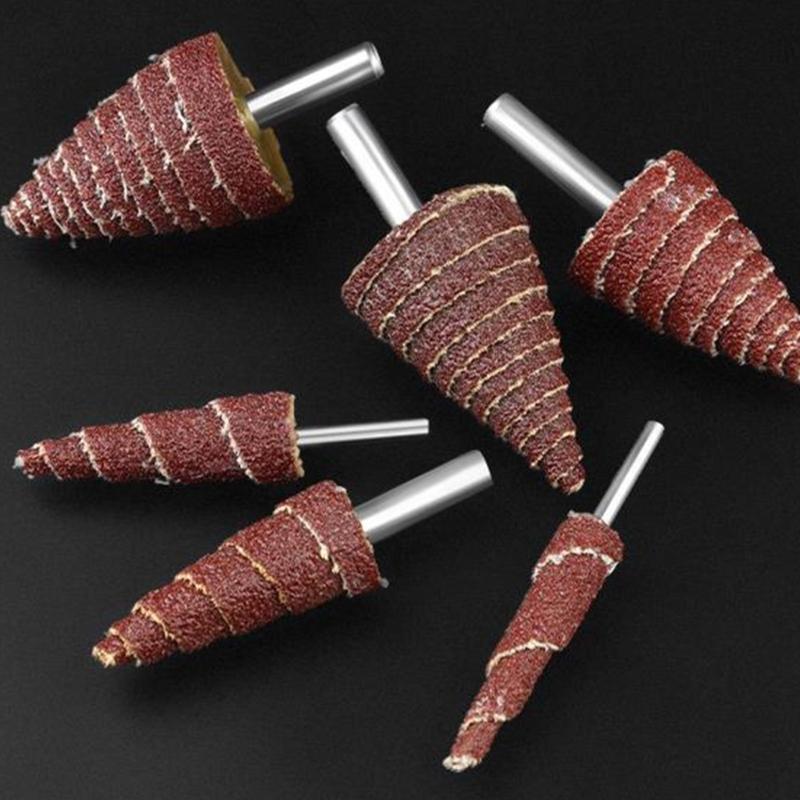 Versatile 5Pcs Cone Shape Abrasive Sandpaper Deburring Sanding Polishing Flap Wheel Grinding Head for Deep Hole Polish