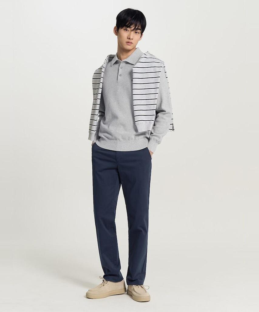 Binpolmen Cotton Basic Collar Neck Knit Gray