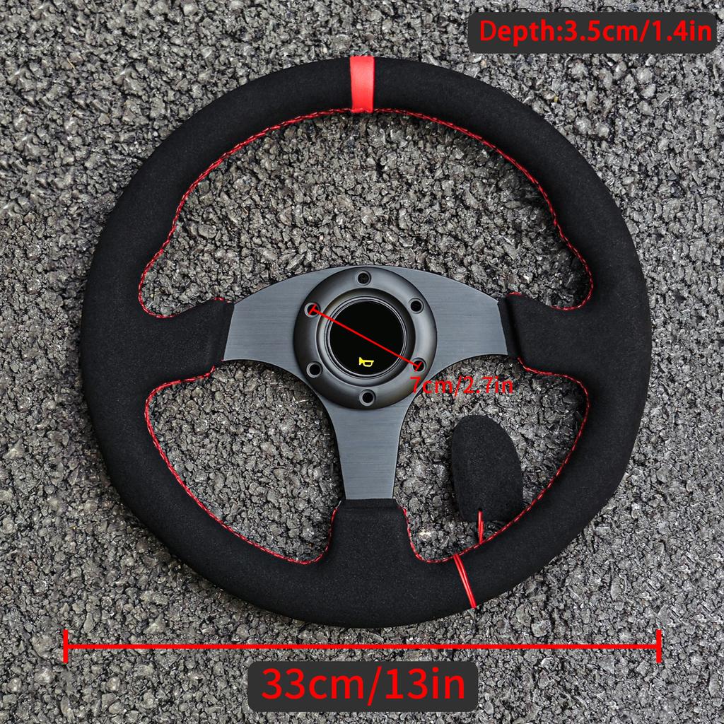 13inch Suede Leather Sim Race Steering Wheel JDM Rally Racing Sports Steering Wheel