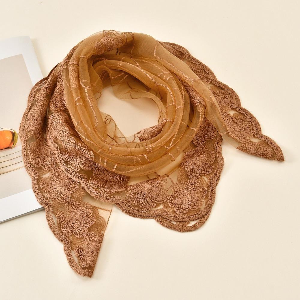 Floral Embroidery Yarn Square Scarf Versatile Lace Headband Hair Wrap  Women's  Headwear Accessory