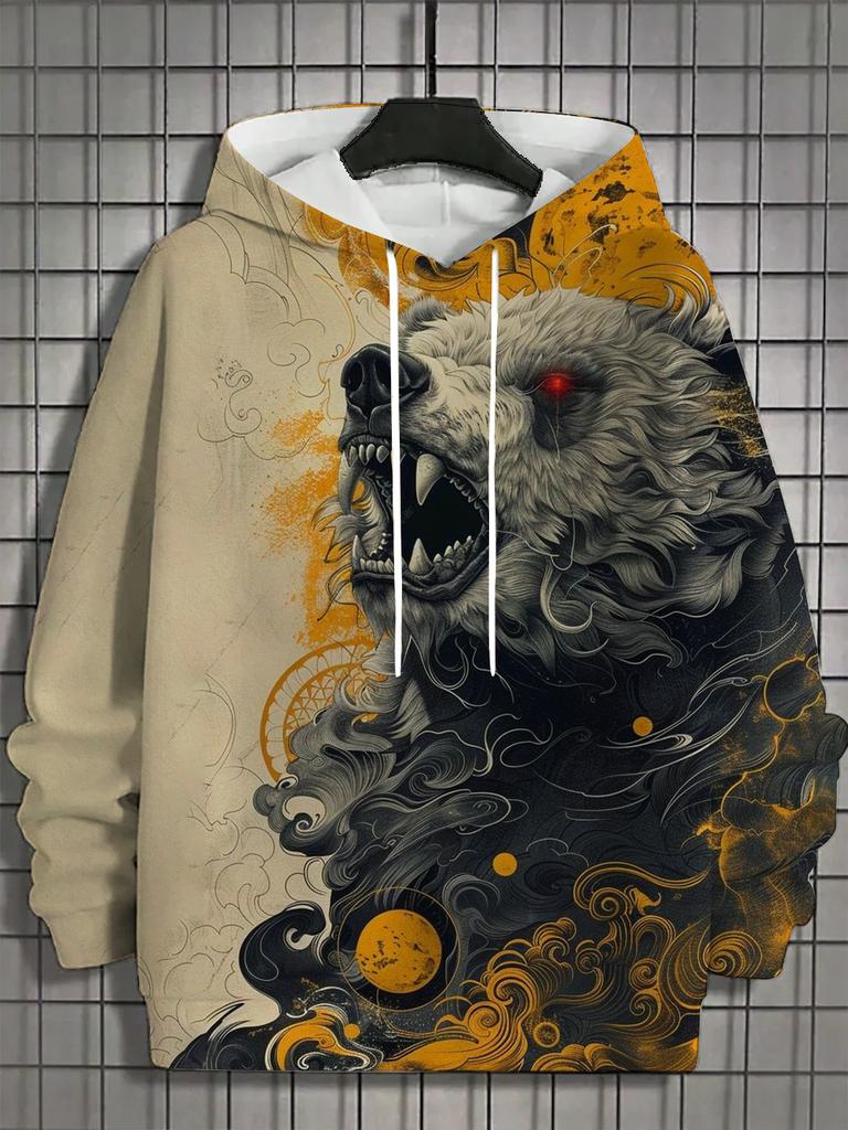 Men's Hoodie 3d Print Animal Tops Tiger Lion Graphics Long Sleeve Hoodie Autumn Fashion Dragon Men's Top Oversized Streetwear