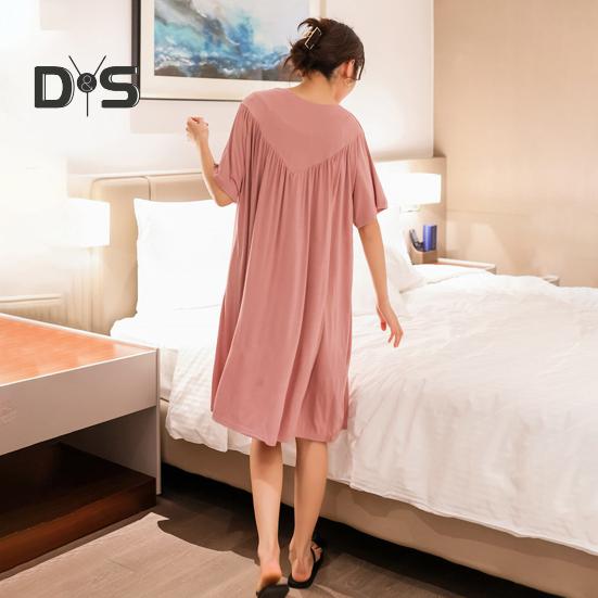 Pullover Lady Night Robe Short Sleeves Stylish Sleepwear Women Night Dress
