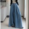 Women's Jeans Slimming Wide-Leg Ground-Length Simple Style Casual Autumn Loose-Fit Plus Size  Ladies Pants