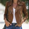 Women's Autumn/Winter Lapel Jacket with Multiple Zippers