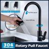 Stainless Steel Kitchen Faucet Single Hole Pull Out Spout Kitchen Sink Mixer Faucet Flow Spray Head 360 Swivel Cleaning Faucet