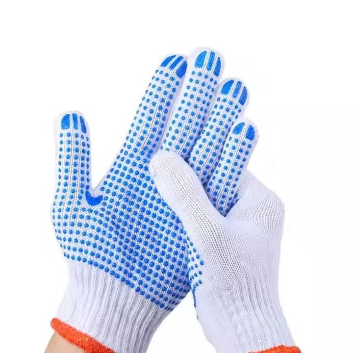Dozen Pack Durable PVC Dot Safety Work Gloves for Assembly Line Operations Warehouse Handling Anti-slip Cotton Knitted Gloves