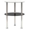 VidaXL 2-Tier Side Table Transparent and Black 38cm Tempered Glass 322788