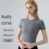 Женская быстросохнущая футболка с коротким рукавом и круглым вырезом для йоги и фитнеса на весну-лето