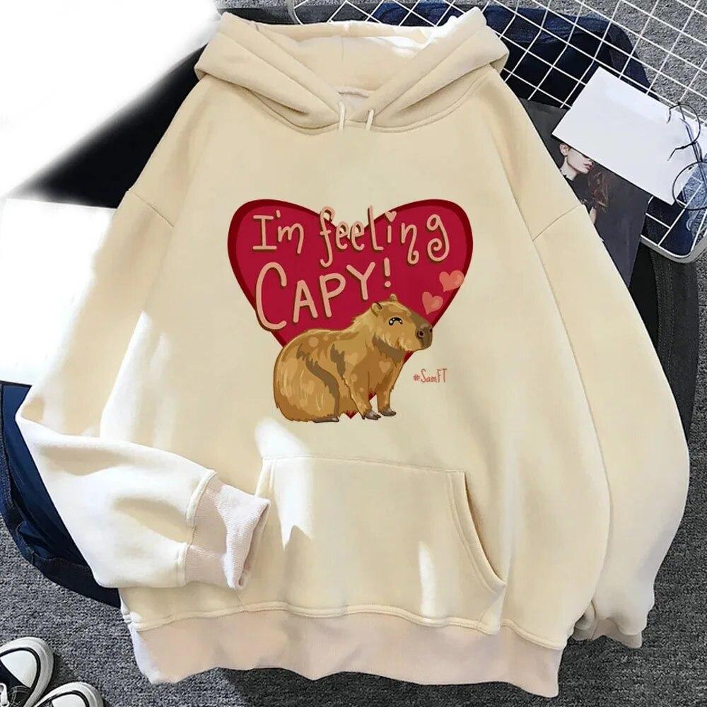 Kawaii Capybara Printed Hoodies Unisex Women Graphic Funny Casual Hoodie Sweatshirts Oversized Pullovers Unisex Tracksuits Clothing