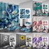 4 PCS Full Set Bathroom Set Shower Curtain Bath Non-Slip Floor Mat Carpet Home Bathroom