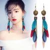 Bohemian Long Feather Earrings Travel Auction Fringed Earrings Yunnan Personalized Modification Face Accessories Ear Jewelry