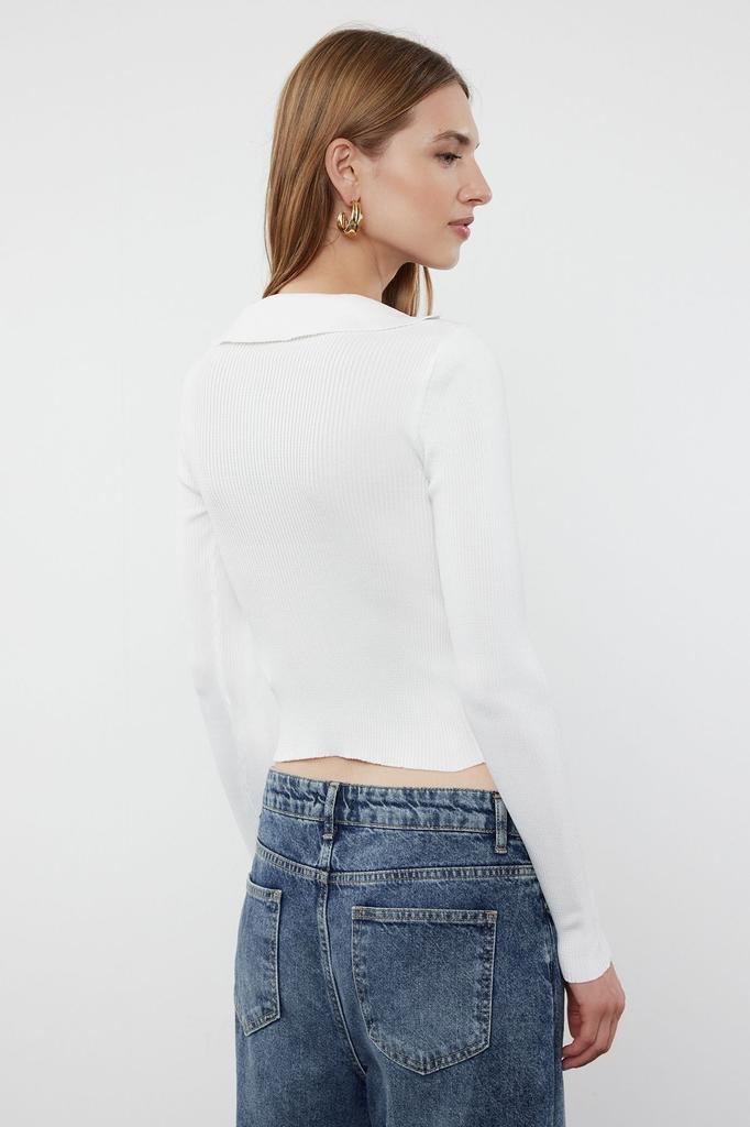 Женский элегантный стильный свитер, черный укороченный трикотажный свитер с воротником-поло