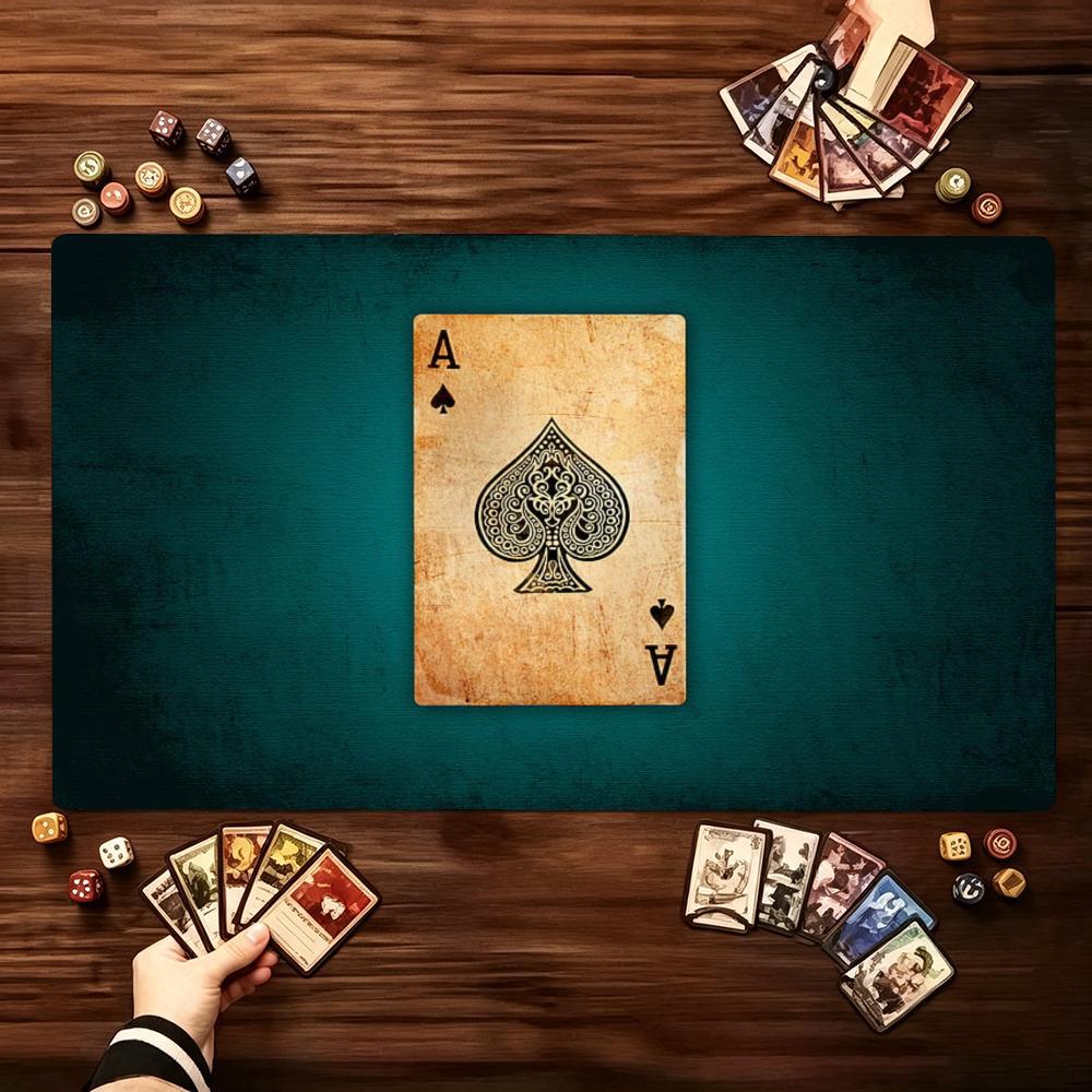 Vintage Spade Card Game Pattern Extended Mouse Pad Non Slip Rubber Desktop Mat For Home Office Tabletop Card Game Setup