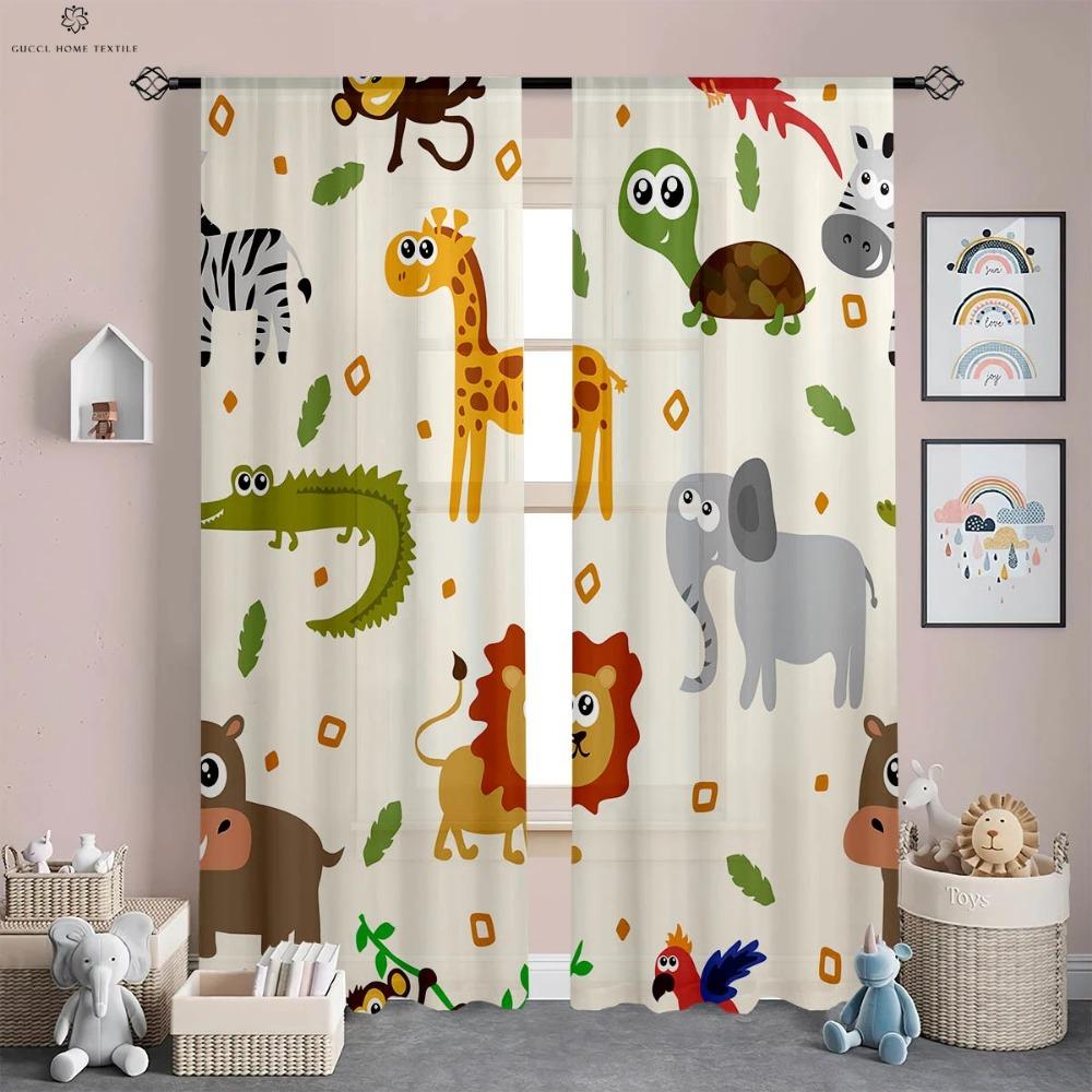 Шторы с рисунком лесных животных для детей, полиэфирное волокно, детская комната, кабинет, общежитие, декоративные, 2 шт.