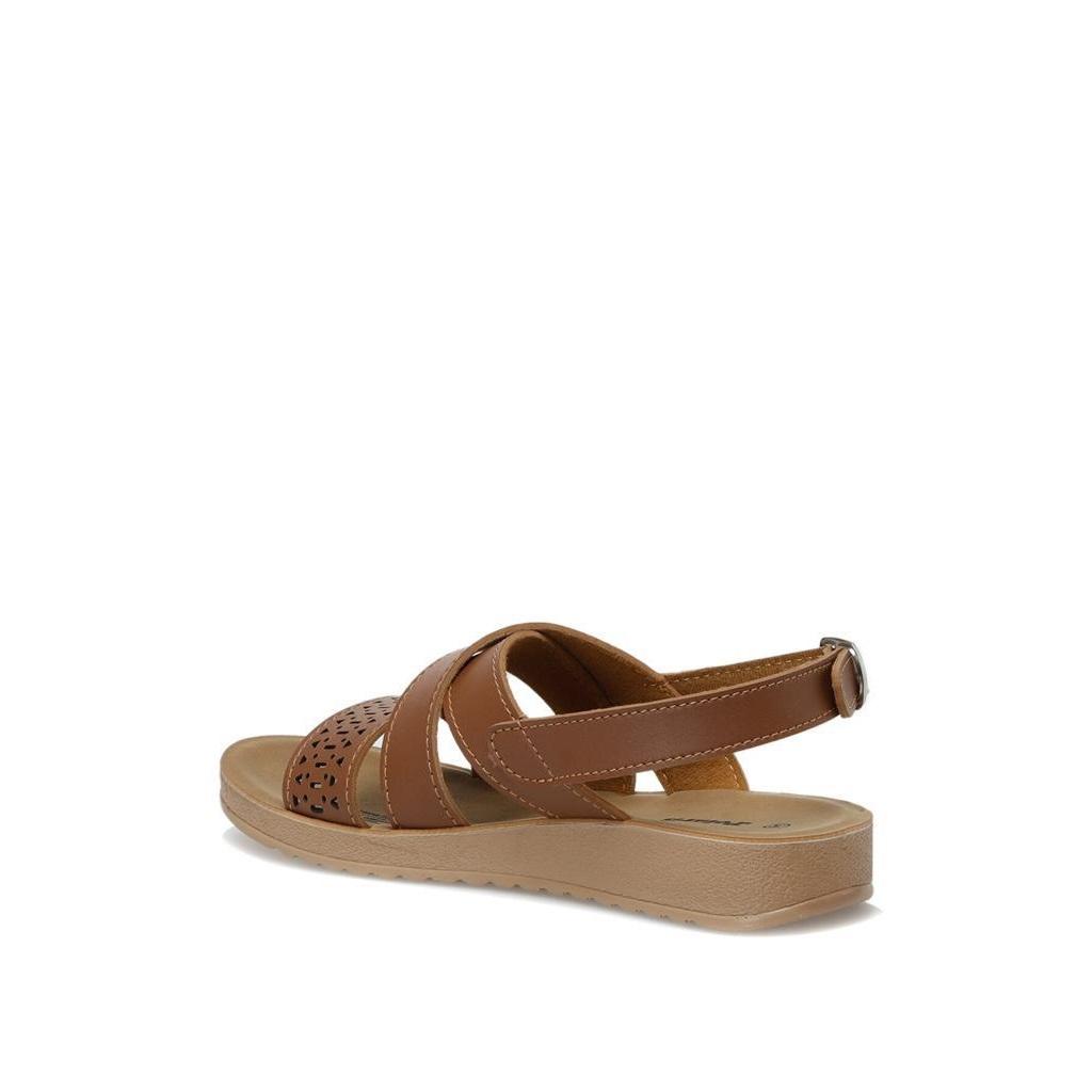 Желто-коричневые женские сандалии из искусственной кожи