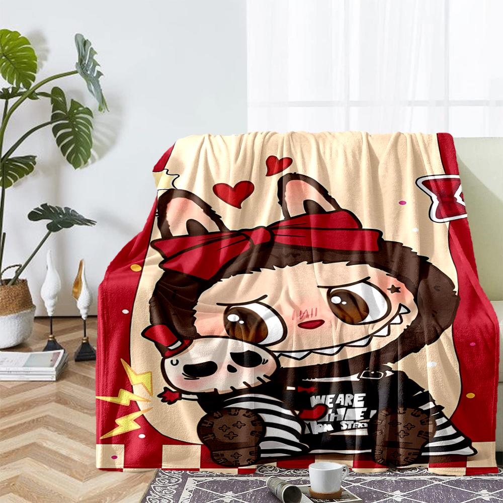 Labubu Theme Printed Blanket - Perfect for Couch, Bed, Travel & Outdoor Use | Machine Washable, Cozy & Durable.