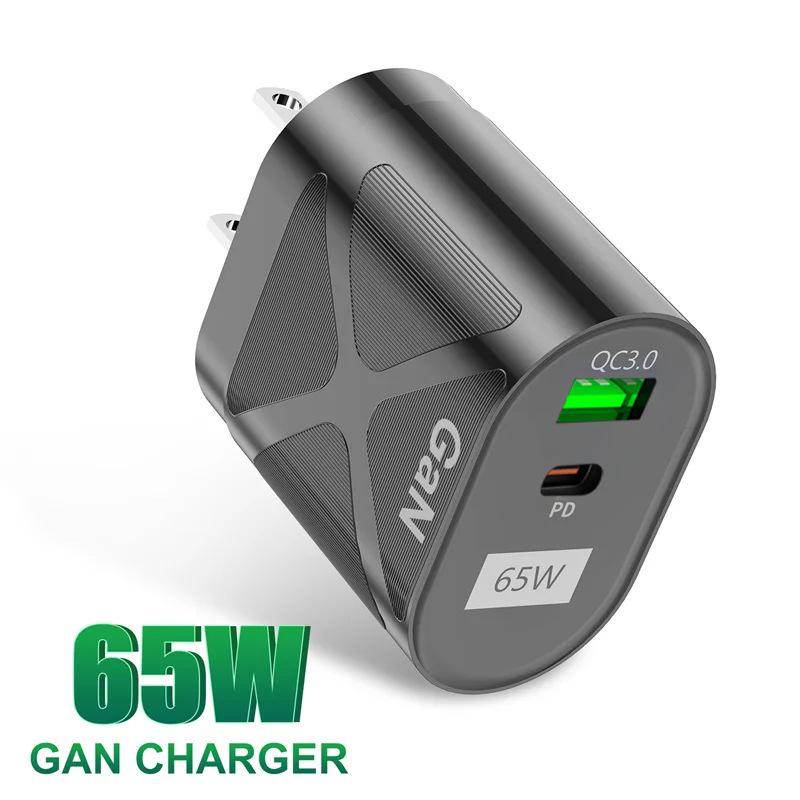 PD33W QC3.0 Многопортовое 65W GaN Быстрое Зарядное Устройство, 9V/12V Стандарт США