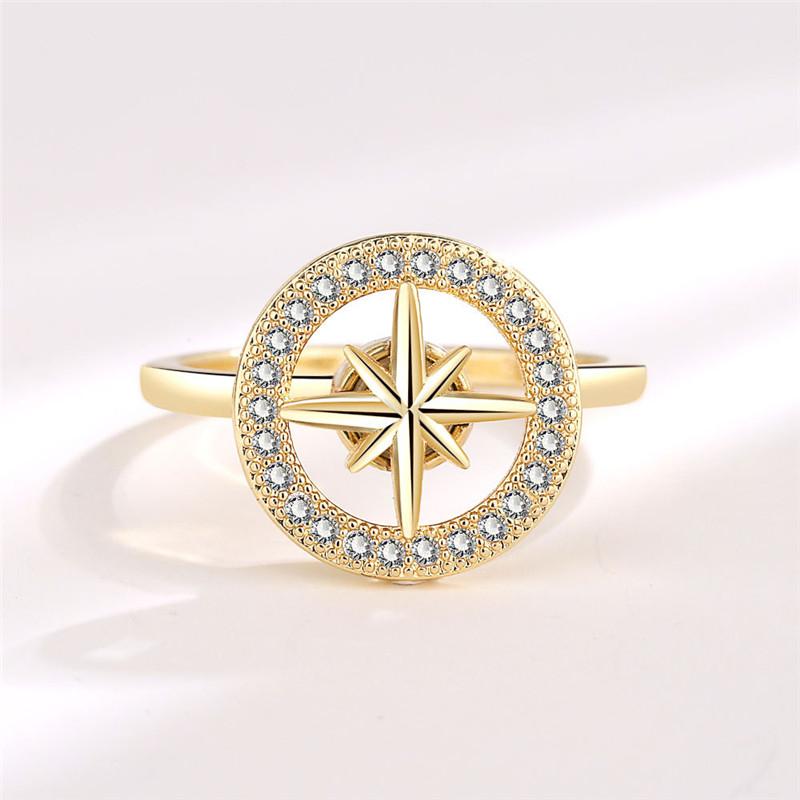 Fashion Beads Anxiety Ring Fidget Spinner Rings Korea Crystal Butterfly Flower Star Moon Ring Anti Stress Jewelry Gift