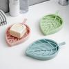 Double Layer Leaf Soap Dish with Large Drain for Bathroom