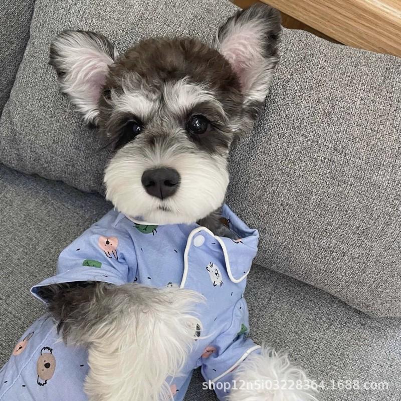 Pet Pajamas Small Dogs Soft Lightweight Cotton Sleepwear Shih Tzu Bichon Schnauzer Teddy Cartoon Print Anti-Shed