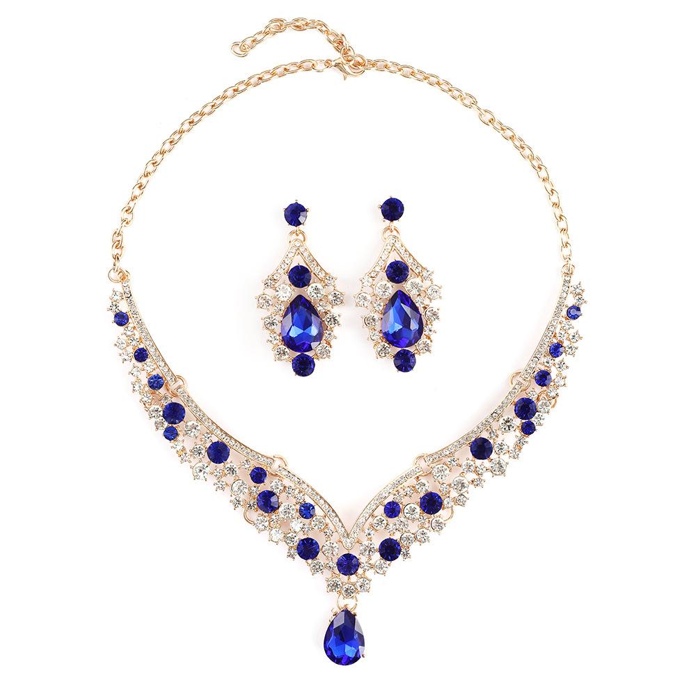 Кристалл чокер ожерелье серьги стразы свадебные комплекты ювелирных изделий для невесты свадебный костюм аксессуары