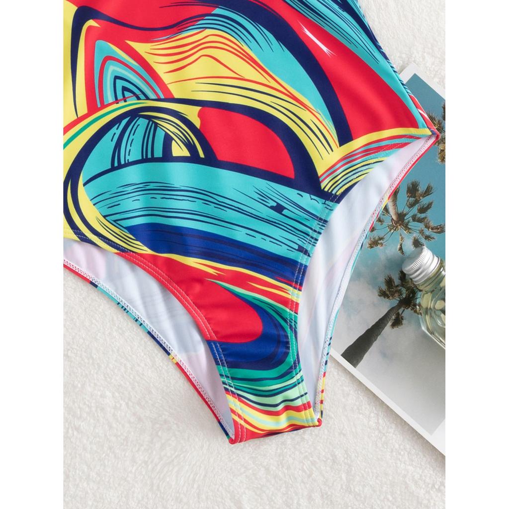 Сексуальный купальник на бретелях с принтом, женский цельный купальник с эффектом пуш-ап, монокини с открытой спиной, летний купальный костюм